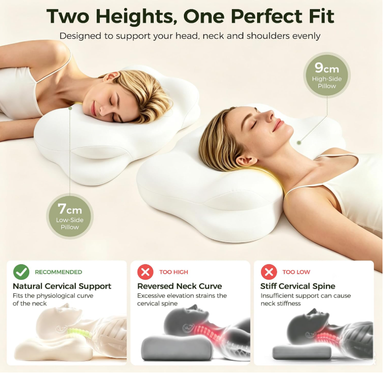 Ergonomic curved neck support pillow